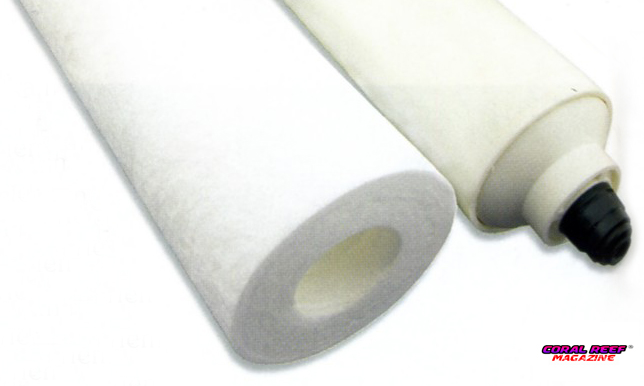 A sinistra una cartuccia adatta ad un contenitore da 10 pollici, a destra un filtro monouso.